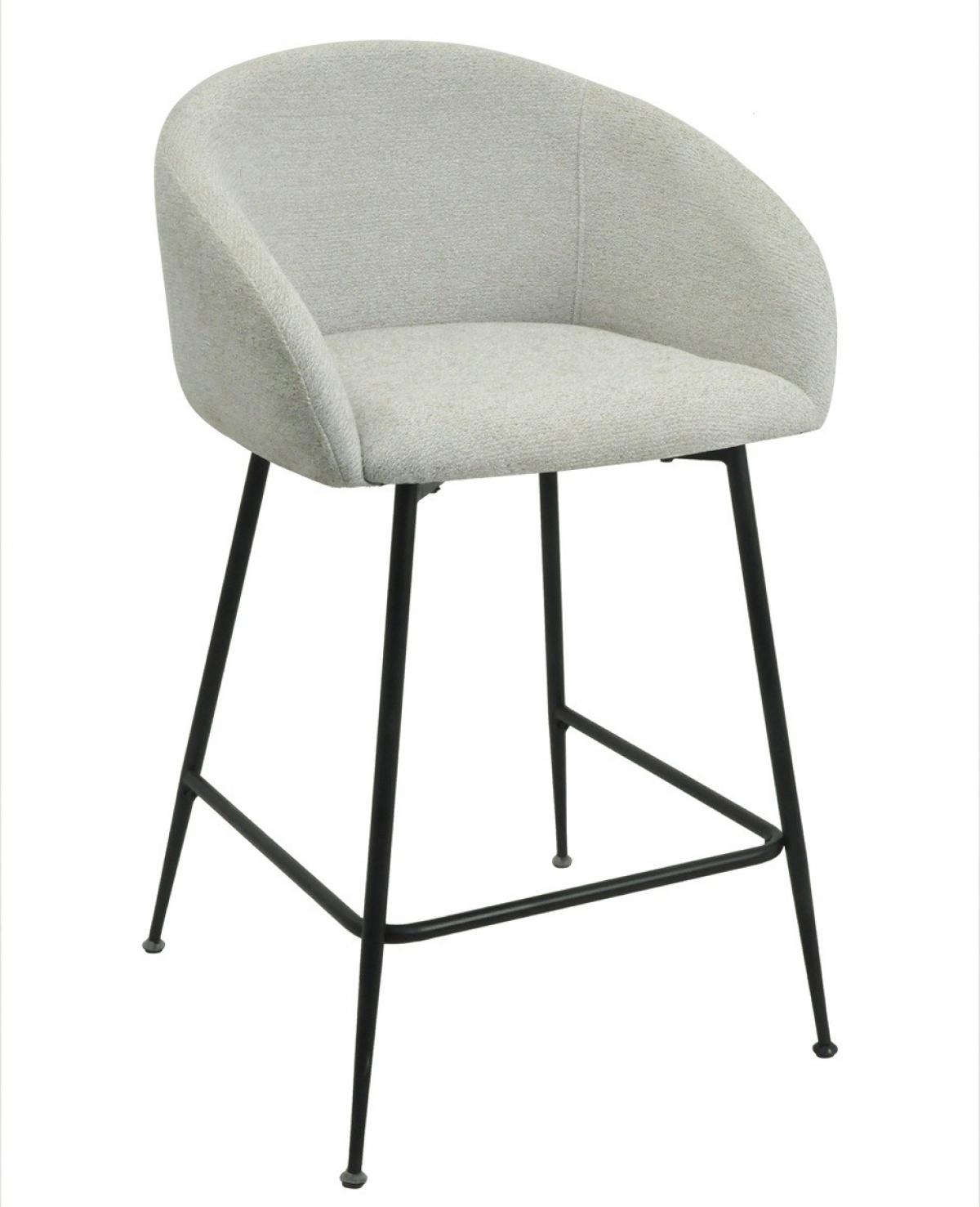 Taburete LAUREN 60 cms, metal, tapizado tejido linen gris claro
