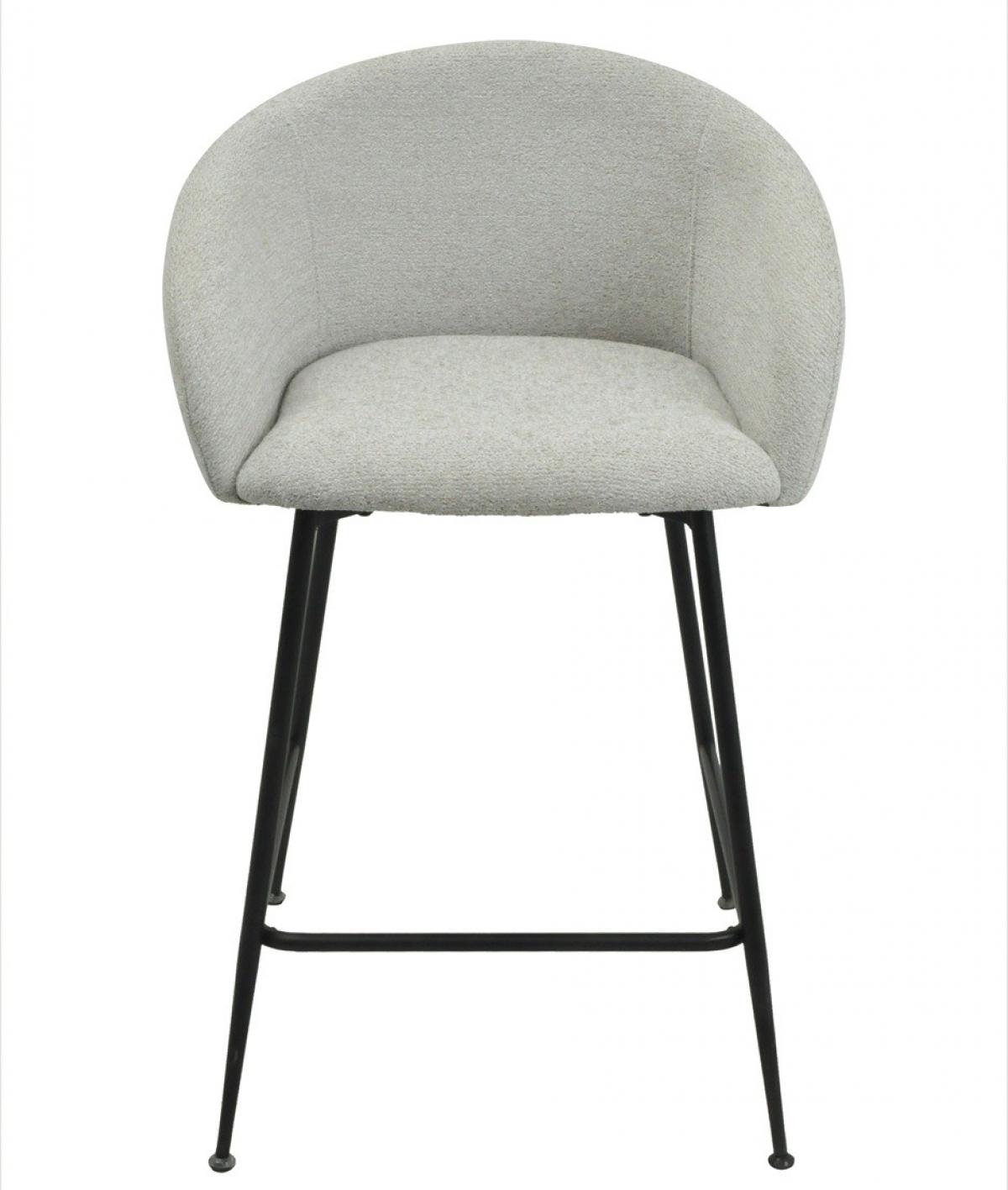 Taburete LAUREN 60 cms, metal, tapizado tejido linen gris claro