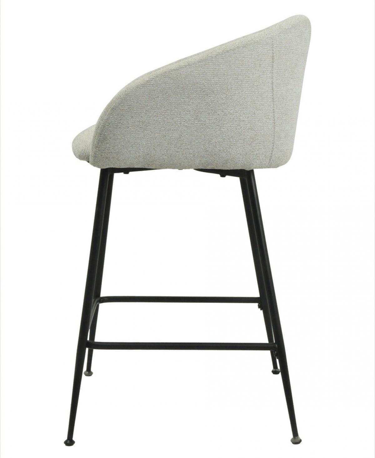 Taburete LAUREN 60 cms, metal, tapizado tejido linen gris claro