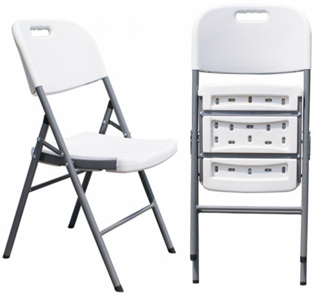 Silla BEACH NEW, plegable, metal, gris, polietileno blanco