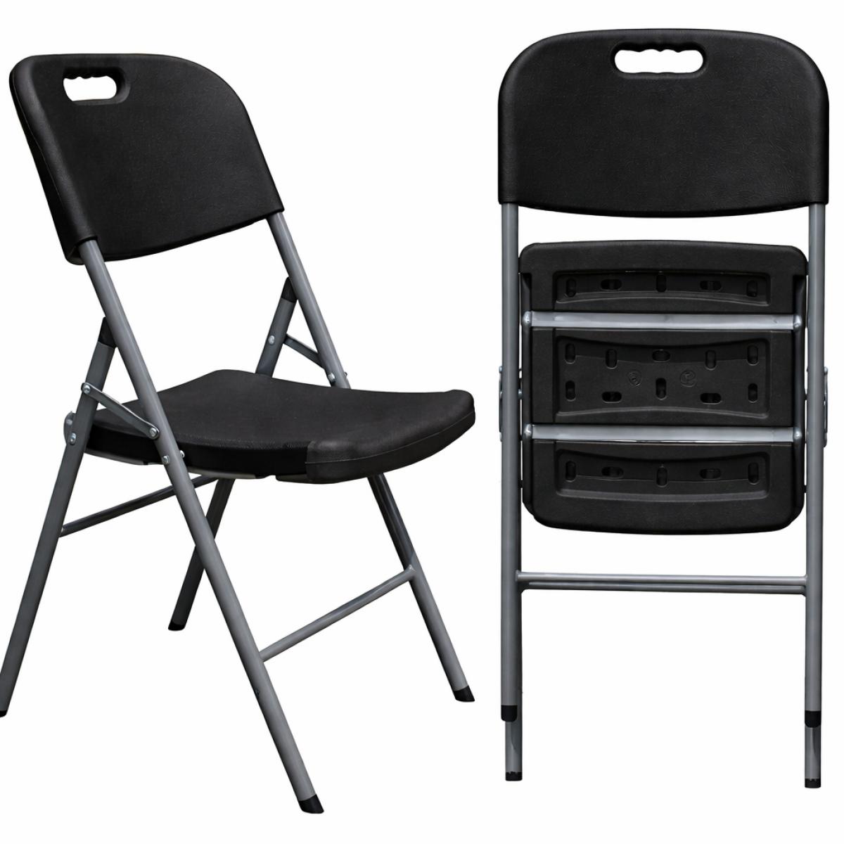 Silla BEACH NEW, plegable, metal, gris, polietileno negro