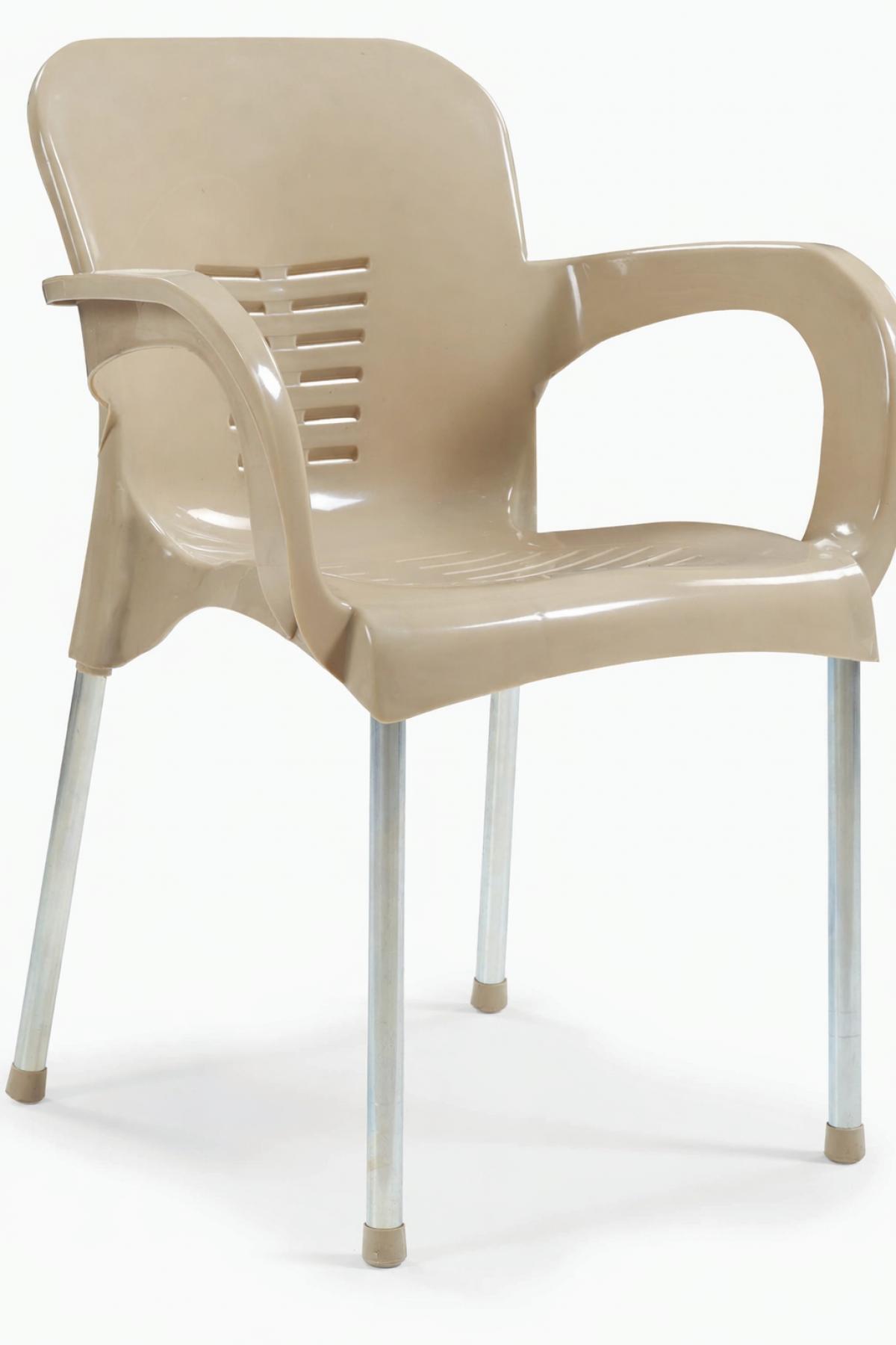 Sillón MIRAMAR, apilable, patas metálicas galvanizadas, polipropileno capuccino