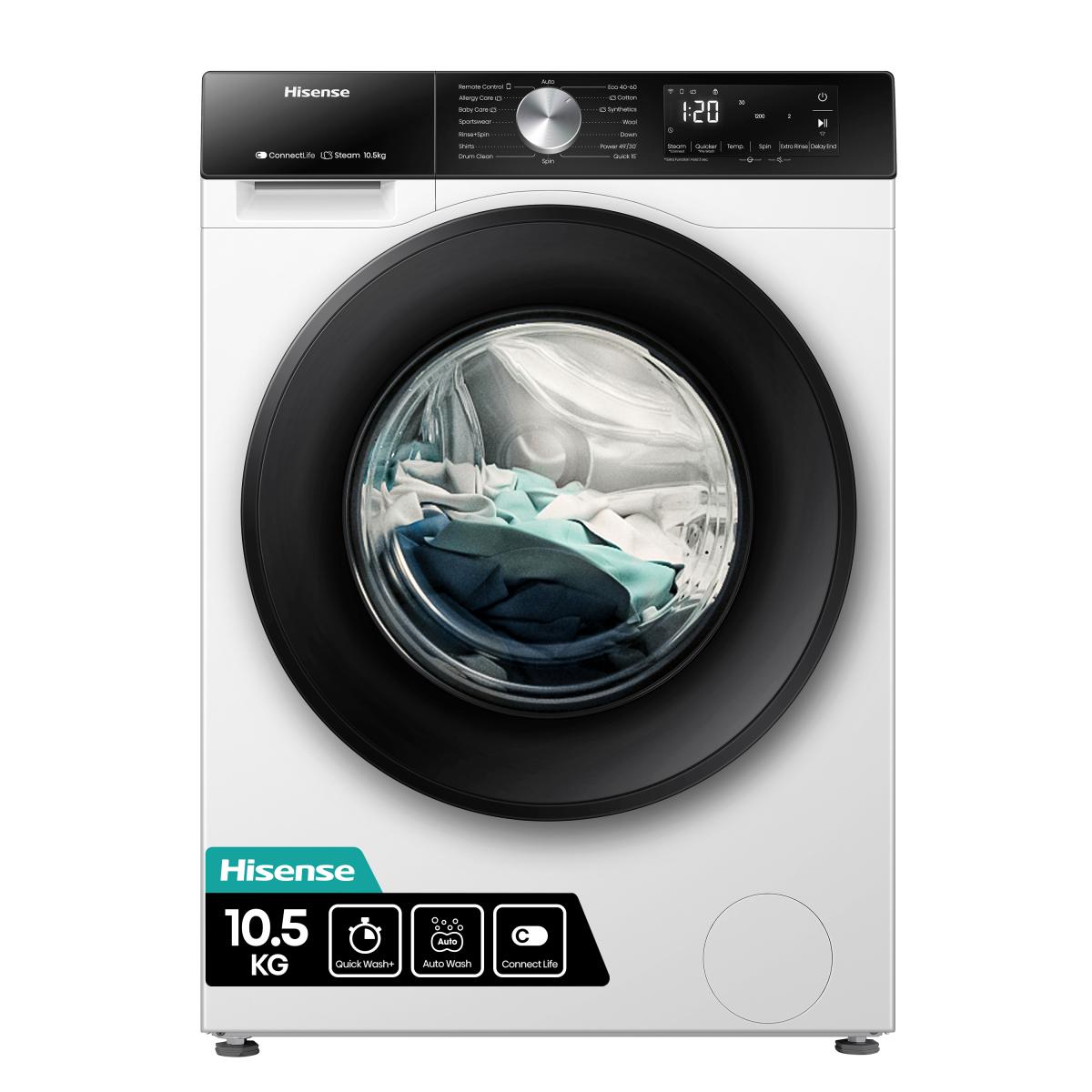 LAVADORA HISENSE WF3S1043BW3 10,5KG 1400RPM A C-VAPOR INV. WIFI BCA