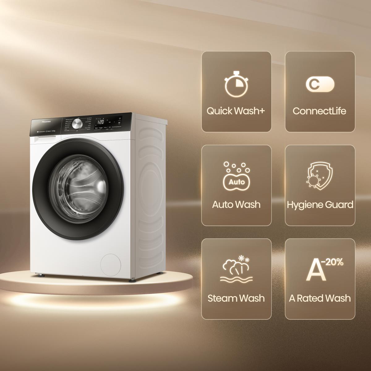 LAVADORA HISENSE WF3S1043BW3 10,5KG 1400RPM A C-VAPOR INV. WIFI BCA