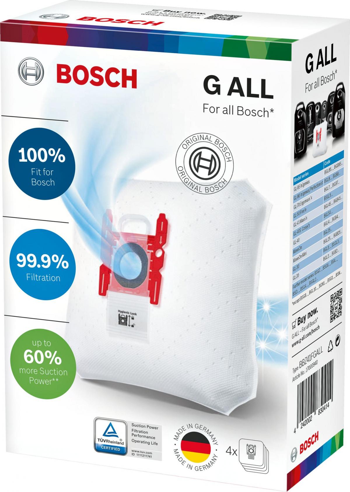 PAQUETE 4 BOLSAS+1FILTRO ASPIR.BOSCH BBZ41FGALL