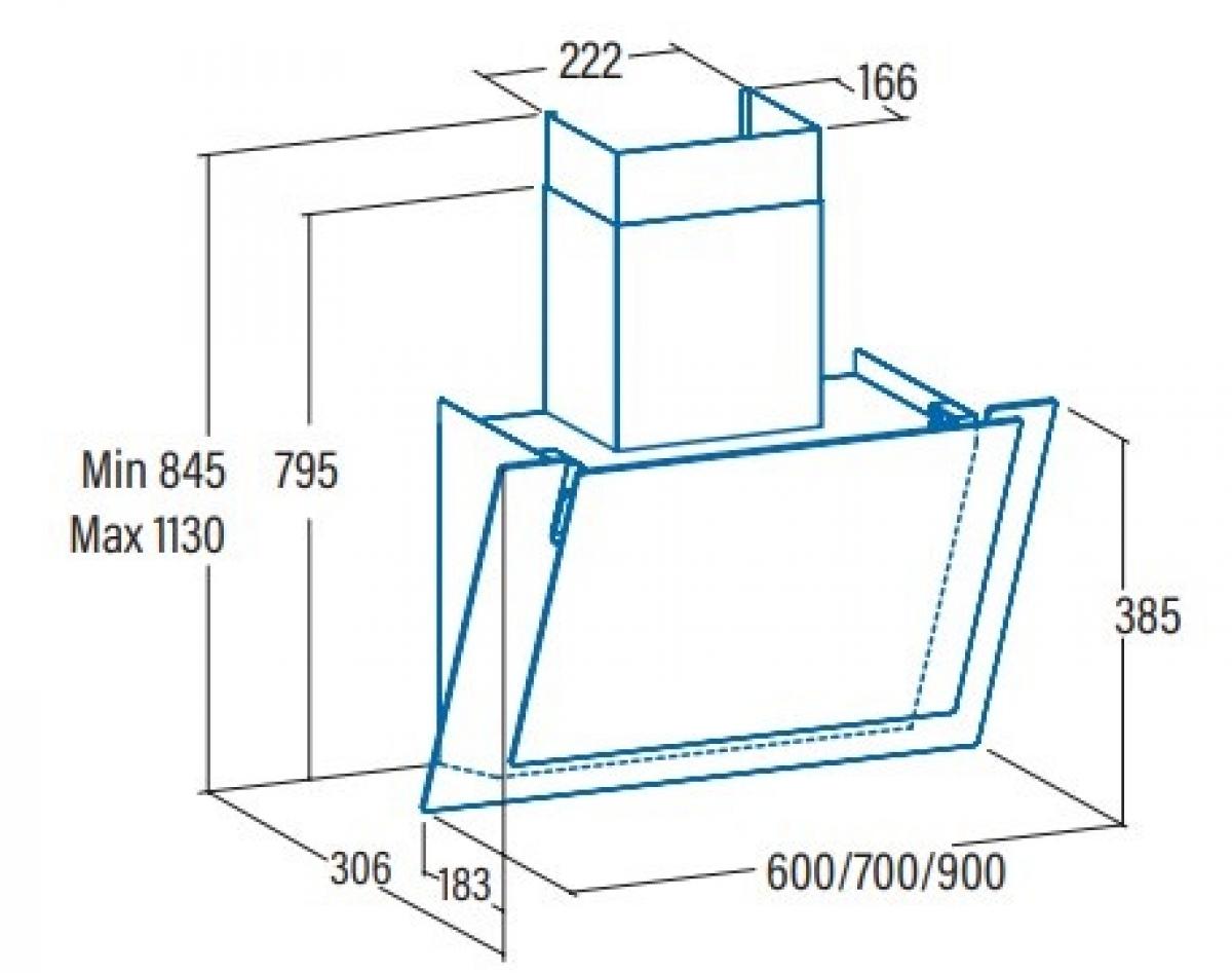 CAMPANA CATA VALTO 900 XGBK NGO. INCL.90CM 575m-h 02059401