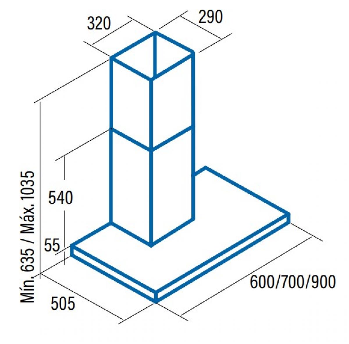 CAMPANA CATA SYGMA 7000 INOX RECT.70CM 850m-h 02021307