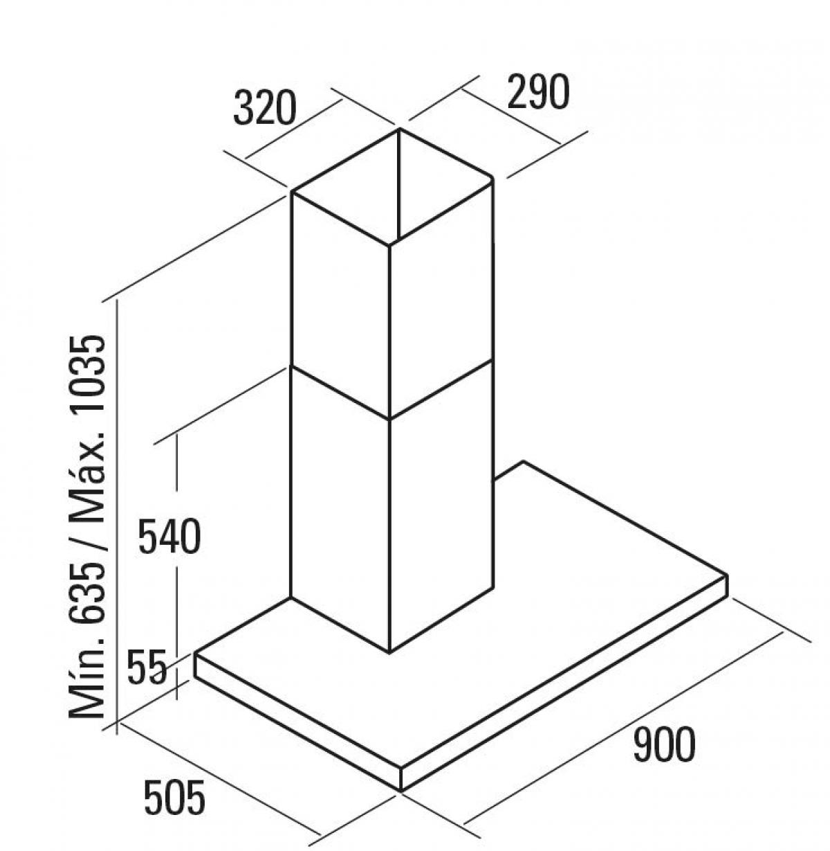 CAMPANA DECOR.CATA BETA 900 INOX PIRAM.90CM 850m-h 02051303