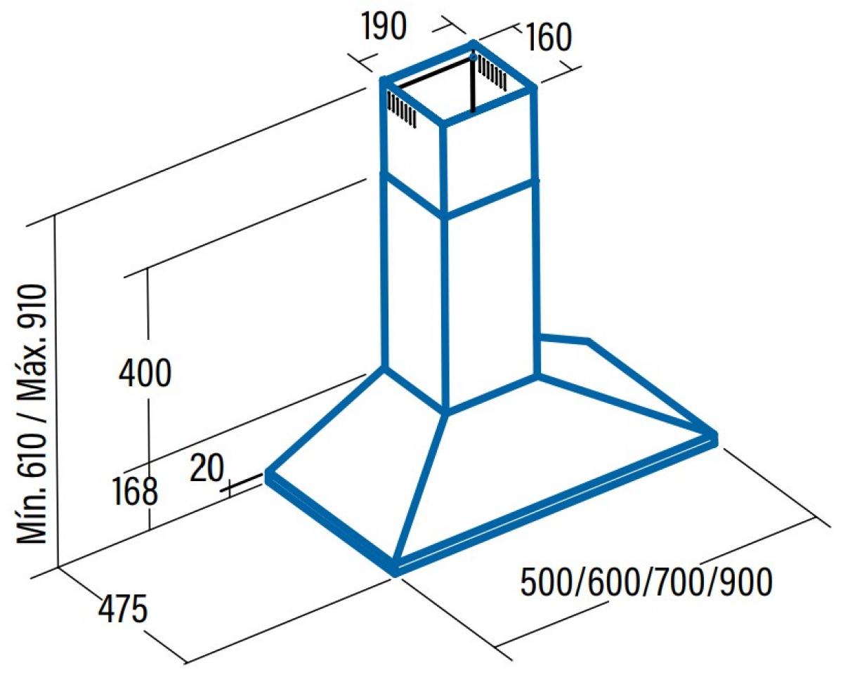 CAMPANA CATA V-700X-L INOX PIRAMIDAL 70CM 420m-h 02085600