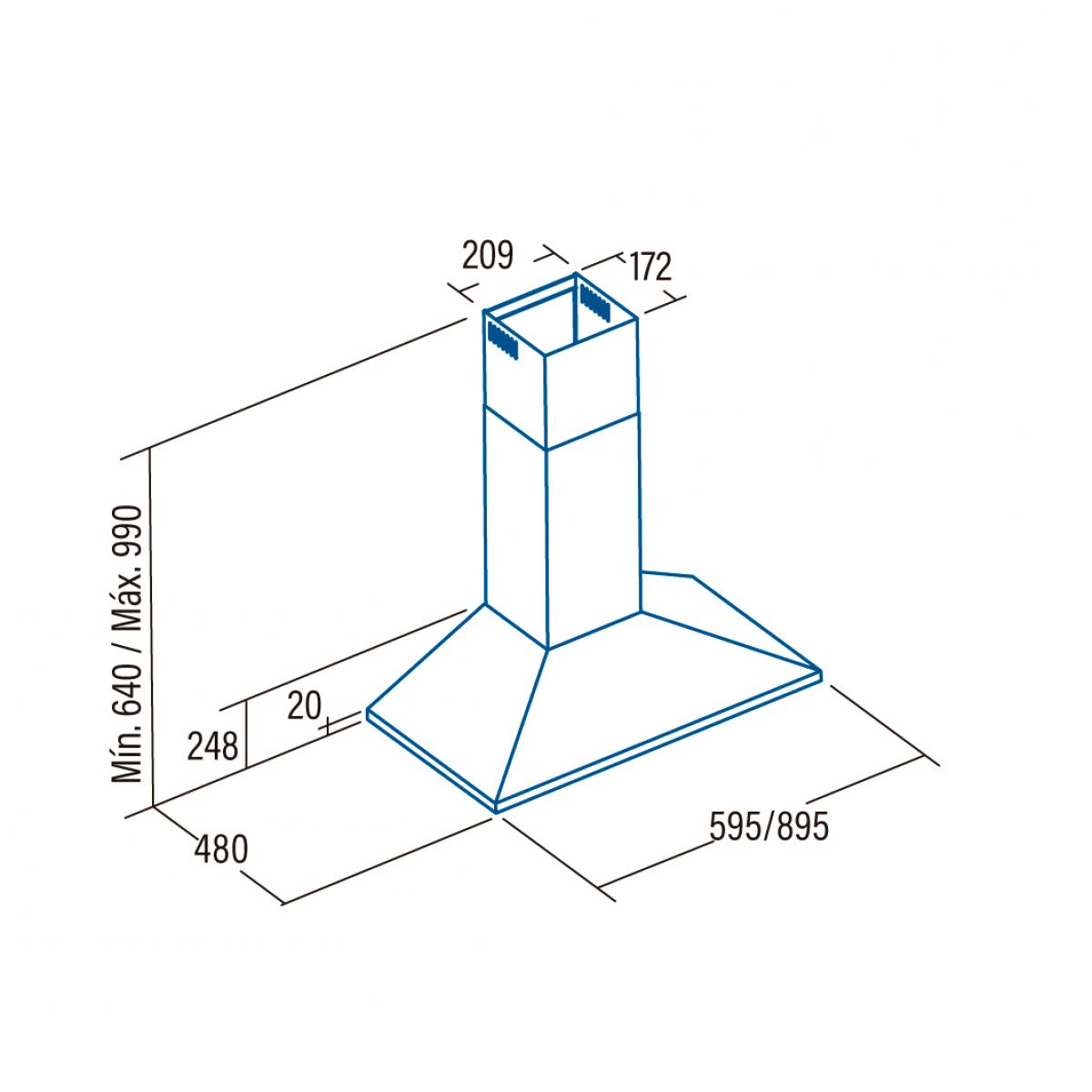 CAMPANA DECOR.CATA V7000 X-L INOX 70CM 420m-h 02085301