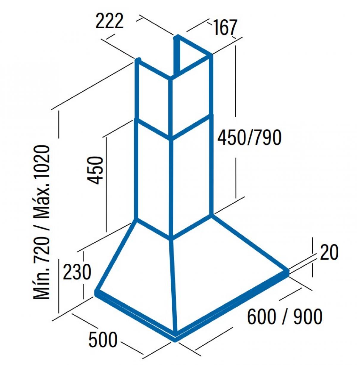CAMPANA CATA OMEGA 600 II BK NGA.PIRAM.60CM 645m-h 02002410