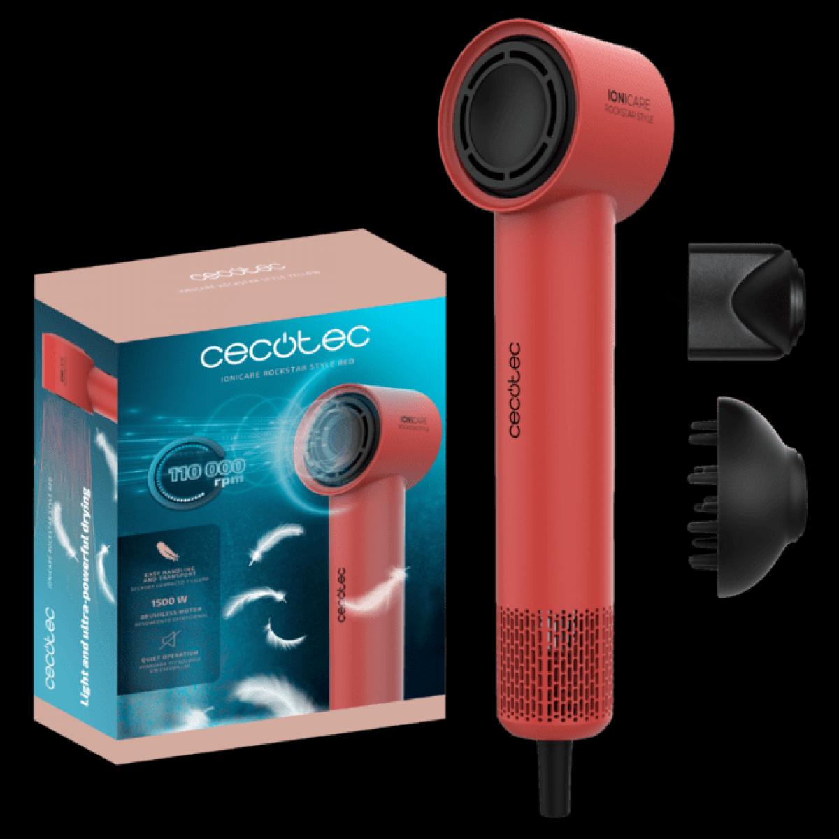 SECADOR CECOTEC A01_EU01_100839 IONICARE ROCKSTAR STYLE RED COMPACTO 1500W