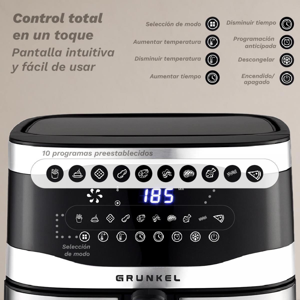 FREIDORA AIR FRYER GRUNKEL MAXISTEELFRYER 2200W 9L DOBLE RESISTENCIA