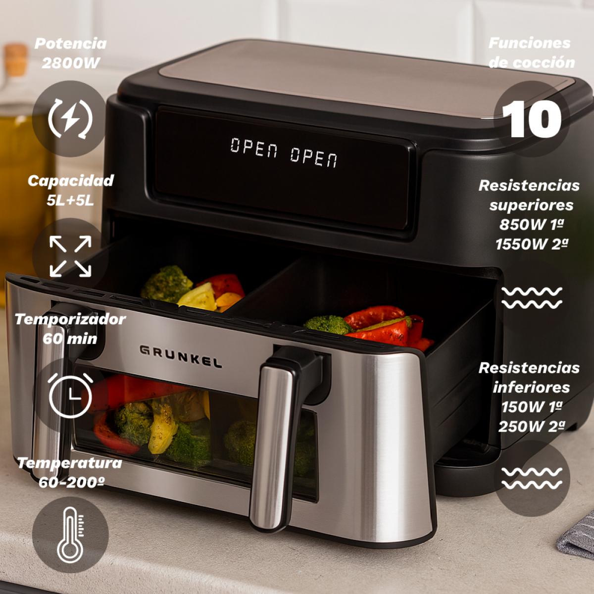 FREIDORA AIR FRYER GRUNKEL DUALFLEXIFRYER 2800W 10L DOBLE RESISTENCIA