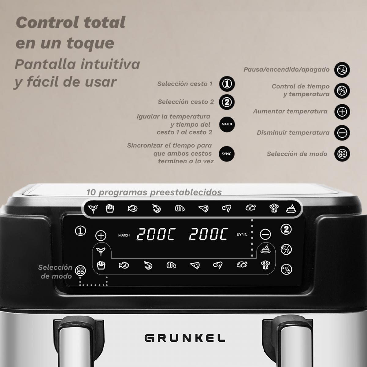 FREIDORA AIR FRYER GRUNKEL DUALFLEXIFRYER 2800W 10L DOBLE RESISTENCIA