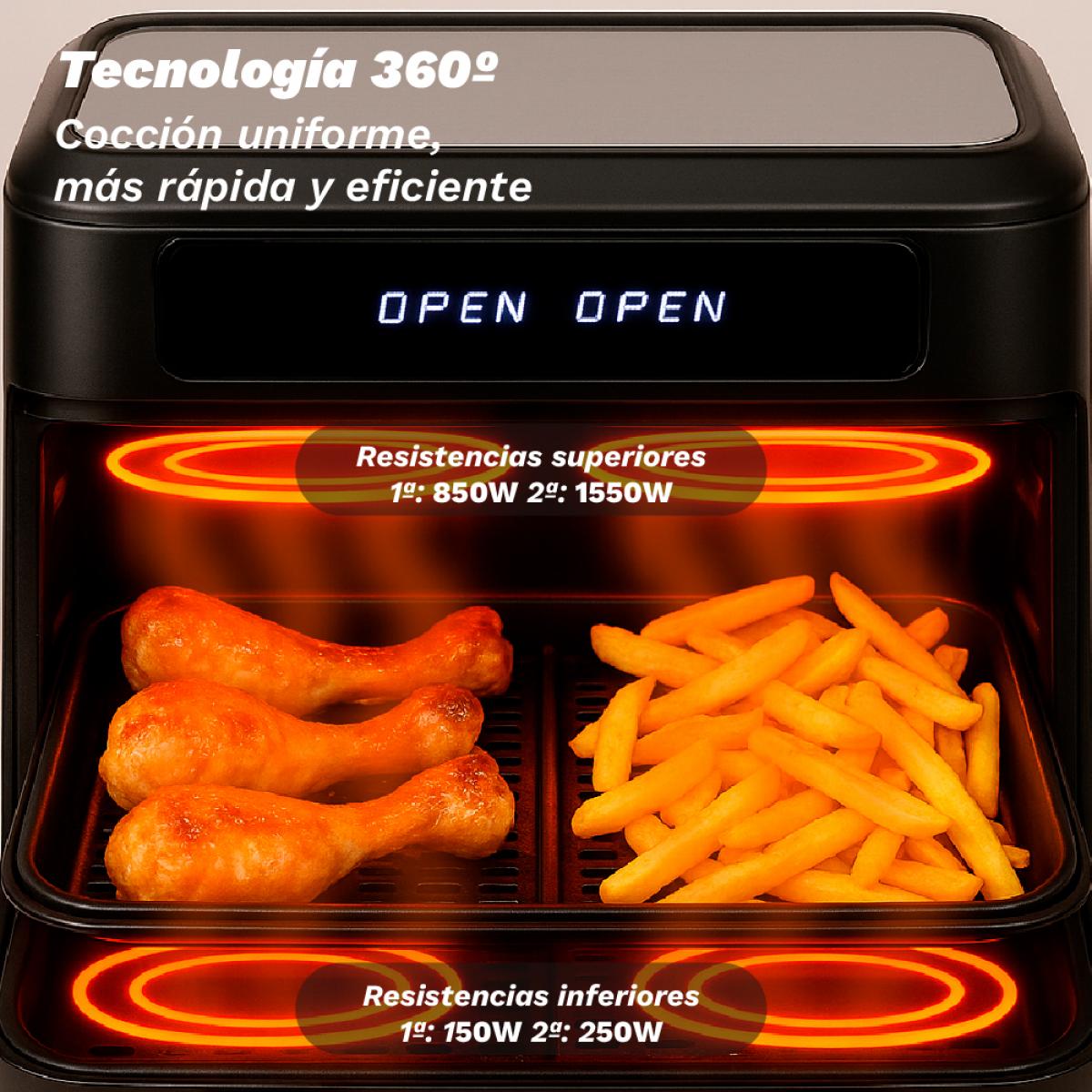 FREIDORA AIR FRYER GRUNKEL DUALFLEXIFRYER 2800W 10L DOBLE RESISTENCIA