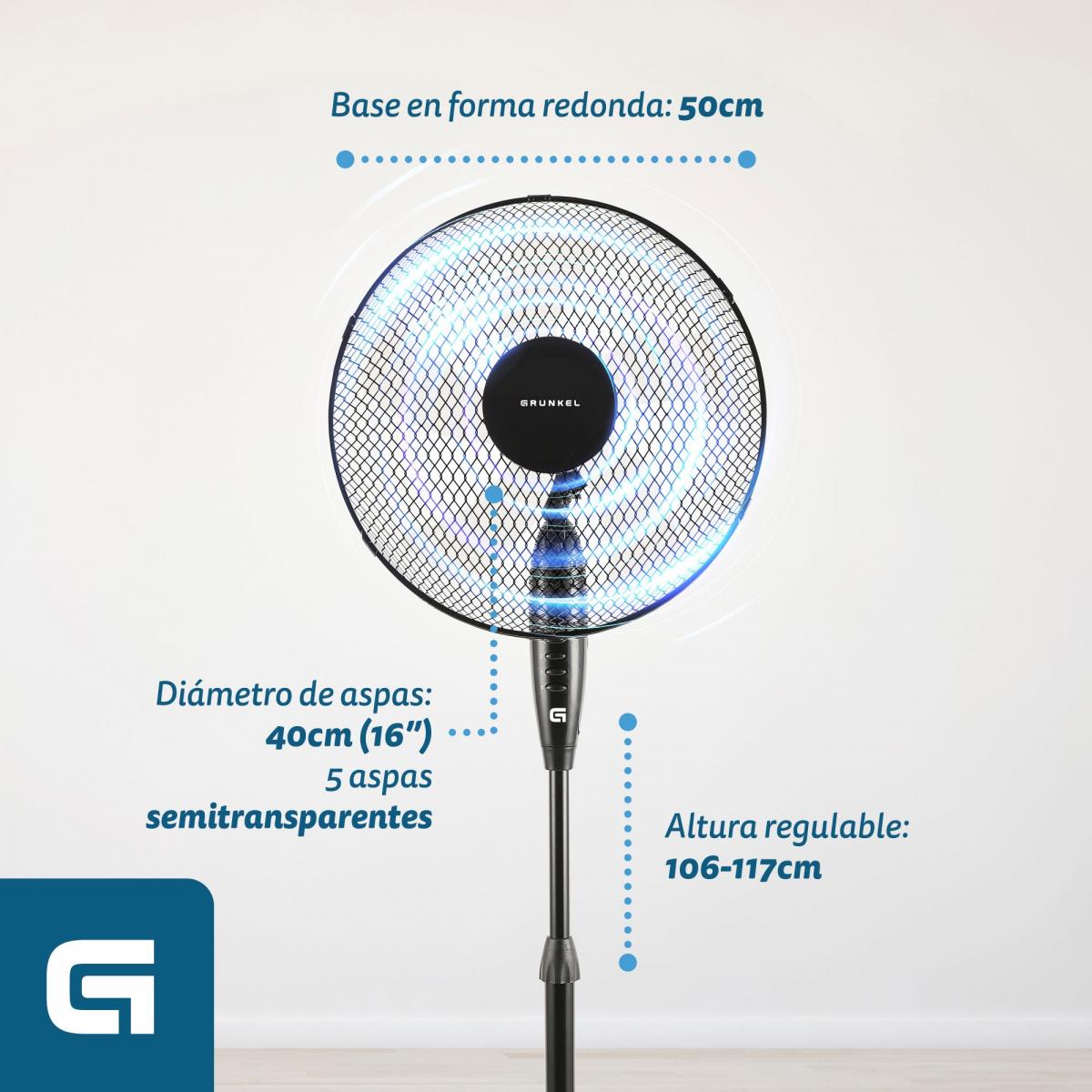 VENTILADOR PIE GRUNKEL FAN-165XNG 40CM 50W 5 ASPAS NGO