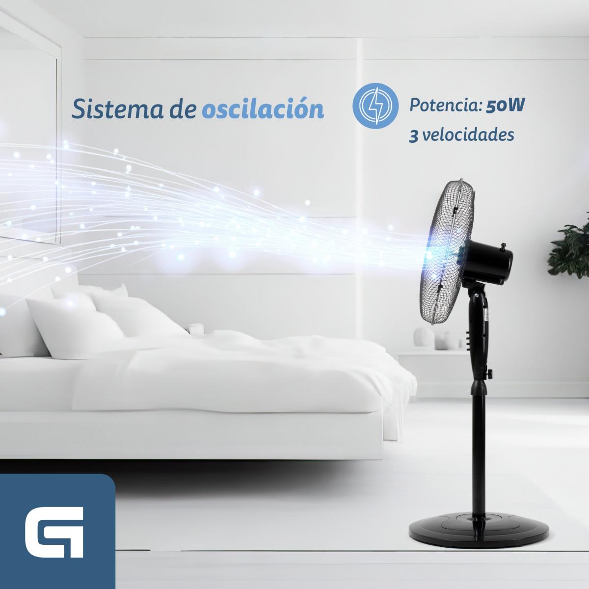 VENTILADOR PIE GRUNKEL FAN-165RNG 40CM 50W 5 ASPAS B.REDONDA NGO