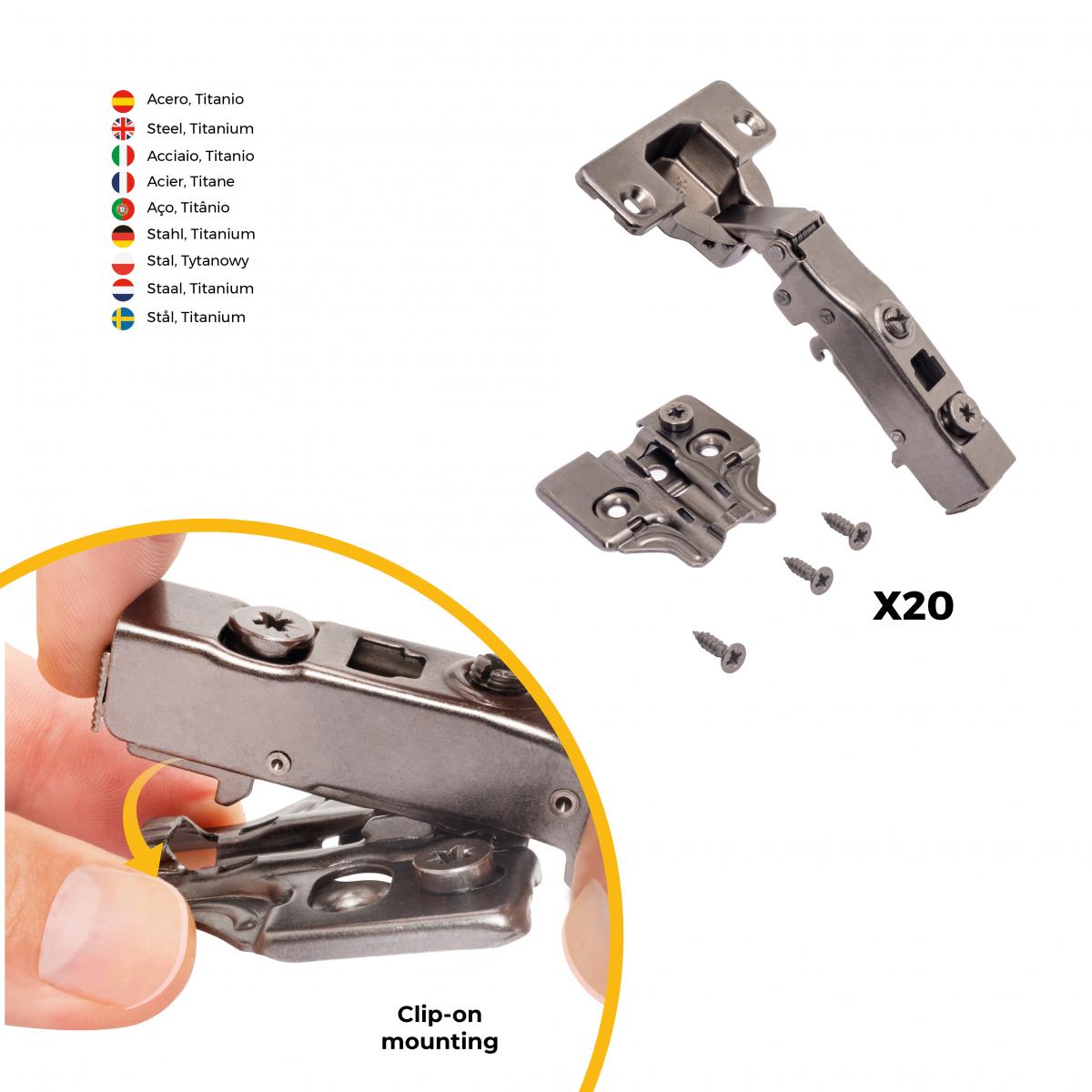 Kit de bisagra recta X91N con suplemento