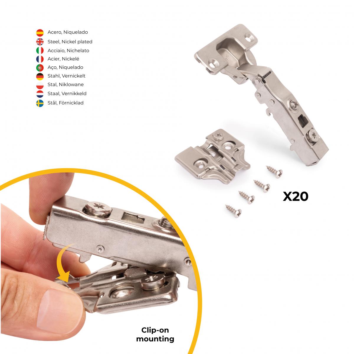 Kit de bisagra recta X91 con cierre suave y suplemento