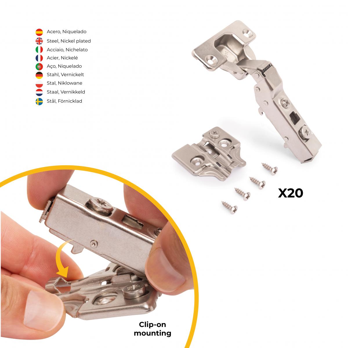 Kit de bisagra codo X91 con cierre suave y suplemento