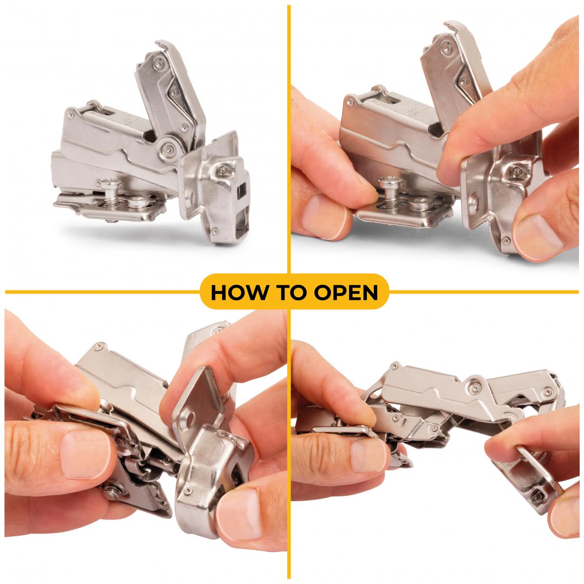 Kit de bisagra recta X91 de apertura 165º con cierre suave y suplemento