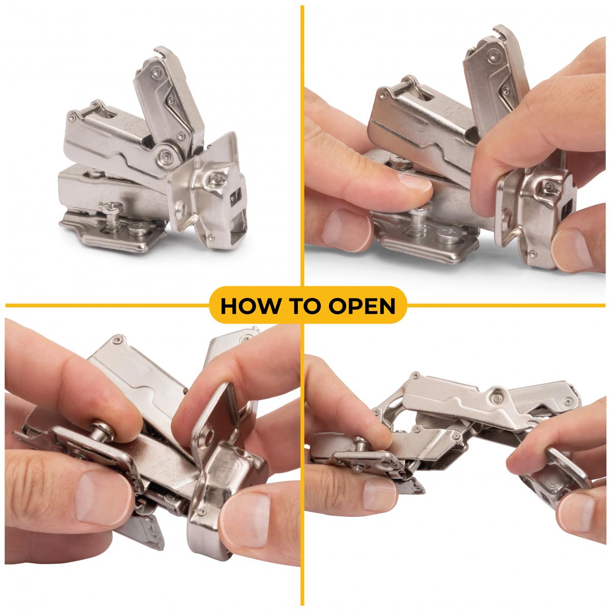 Kit de bisagra codo X91 de apertura 165º con cierre suave y suplemento