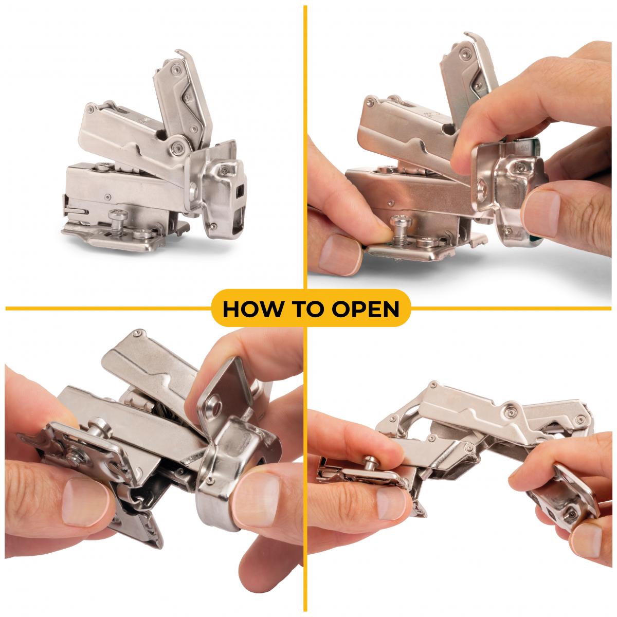 Kit de bisagra supercodo X91 de apertura 165º con cierre suave y suplemento