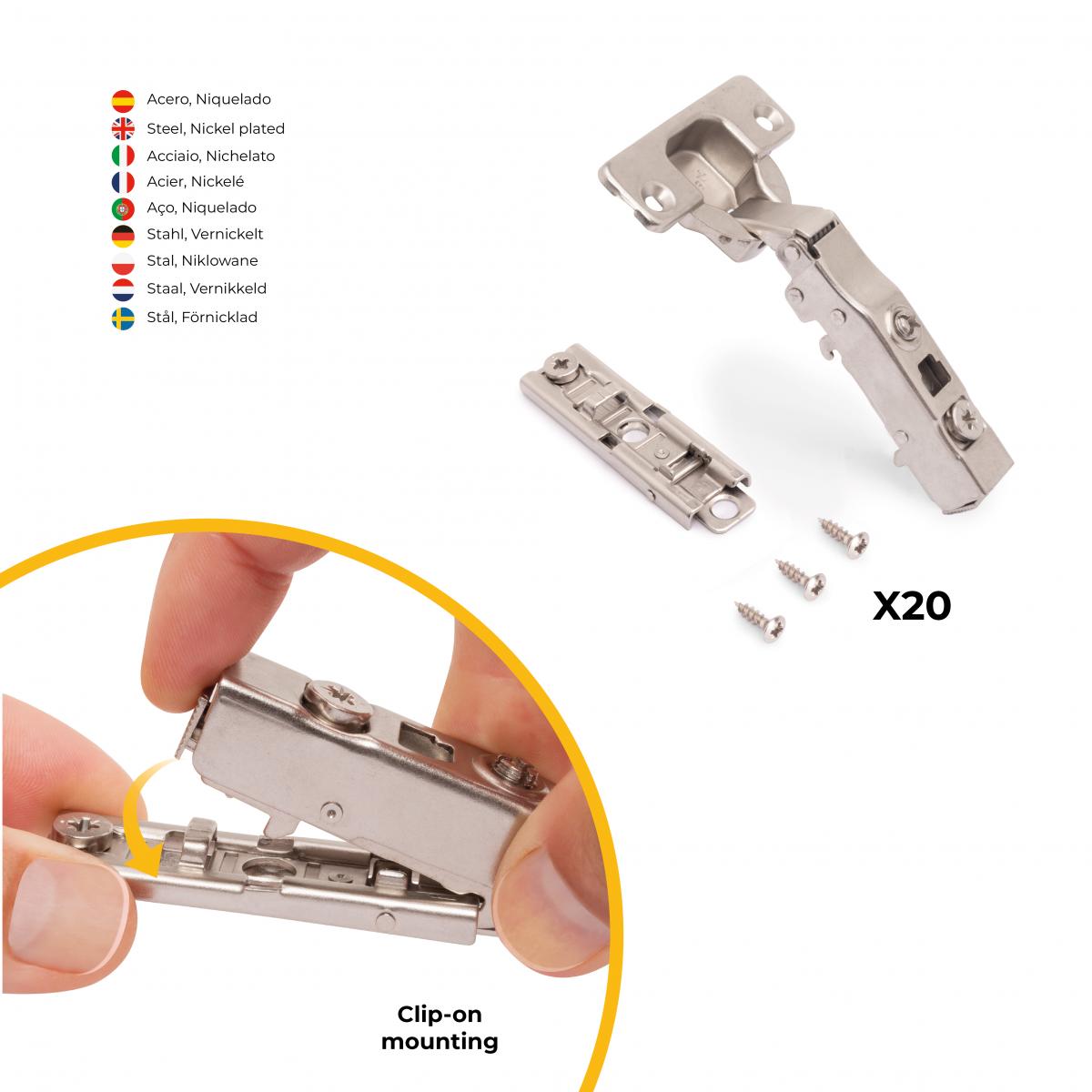 Kit de bisagra recta X91 con cierre suave y suplemento recto