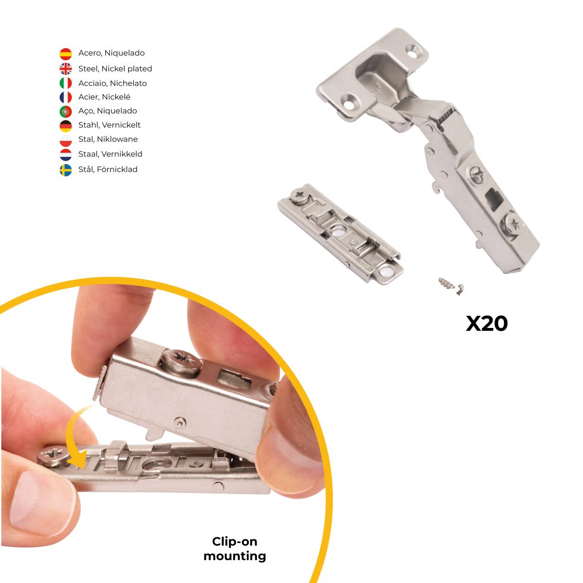 Kit de bisagra codo X91 con cierre suave y suplemento recto