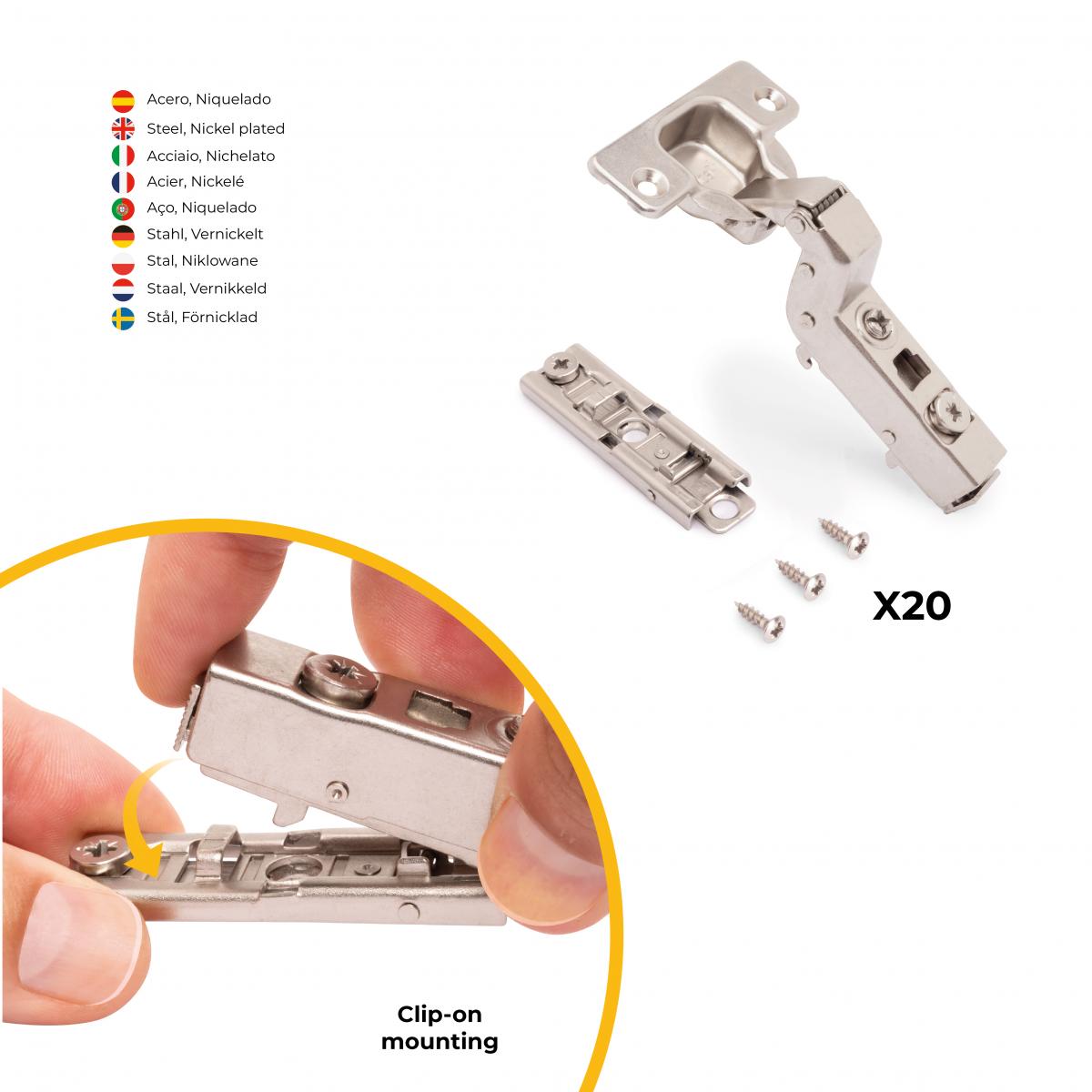 Kit de bisagra supercodo X91 con cierre suave y suplemento recto
