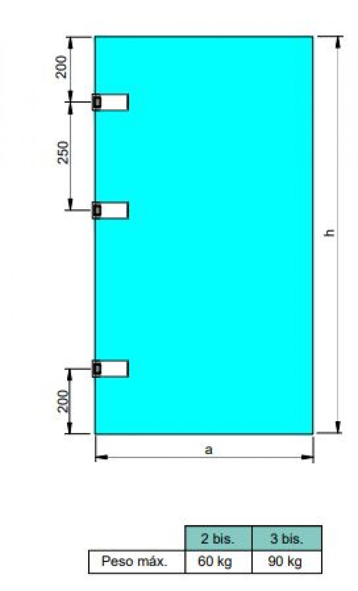 Bisagra para puerta de cristal con pala de 34mm