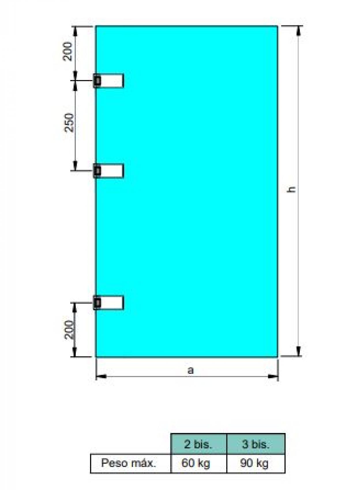 Bisagra para puerta de cristal con pala de 40mm