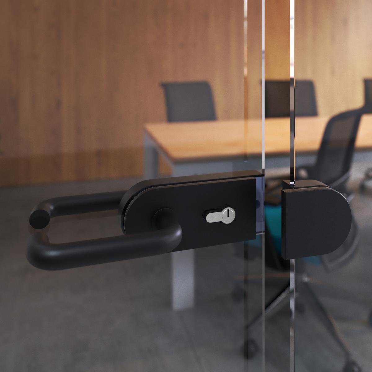 Kit de cerradura y cerradero para puerta doble de cristal