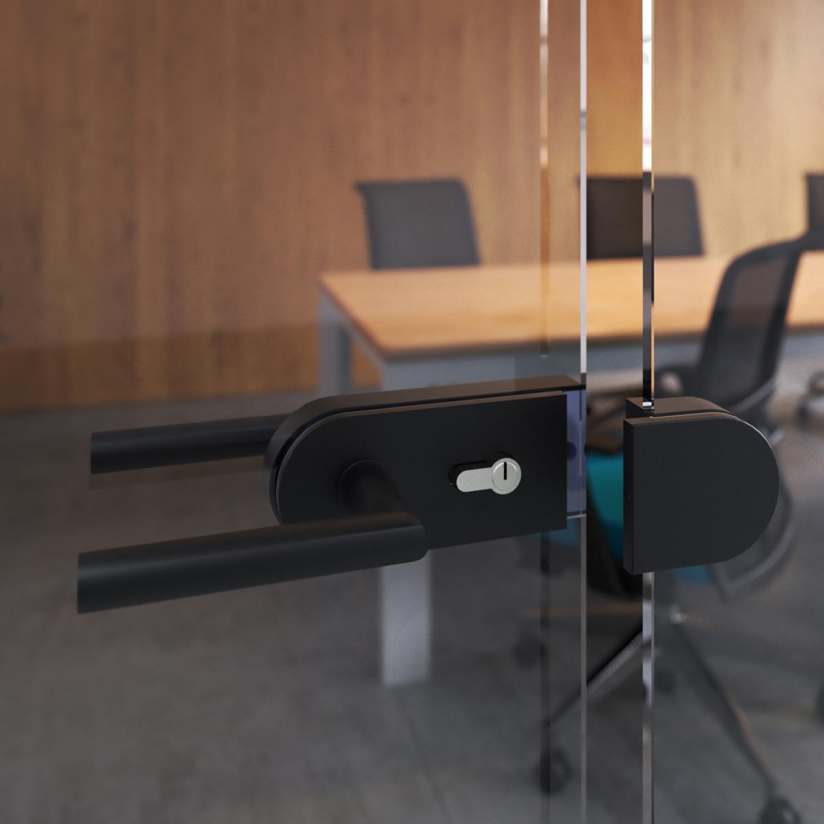 Kit de cerradura y cerradero para puerta doble de cristal