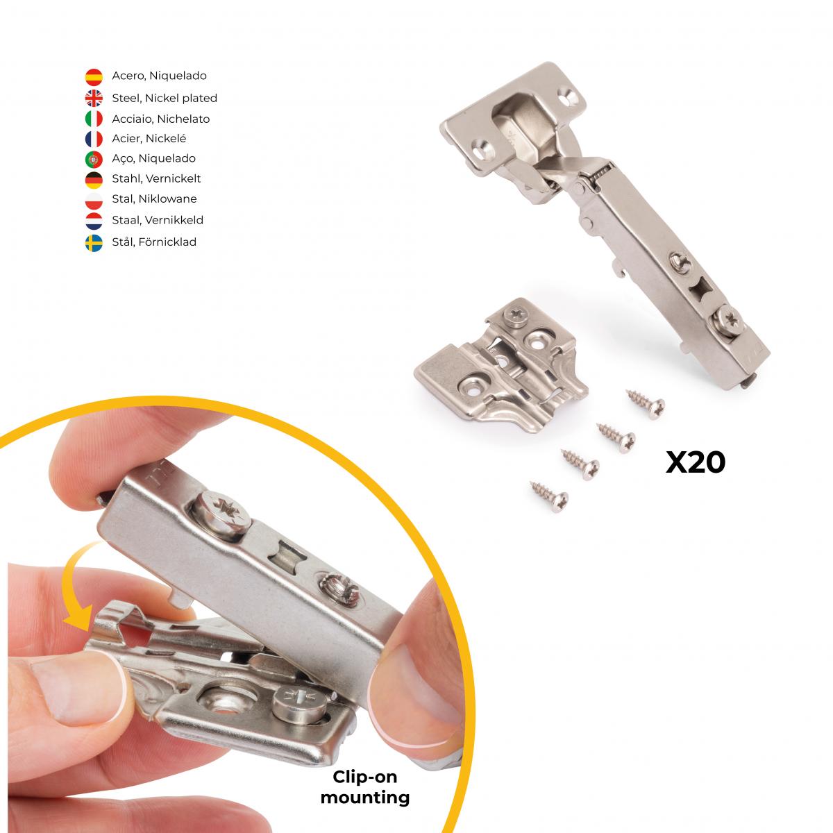 Kit de bisagra recta X92 con cierre suave y suplemento