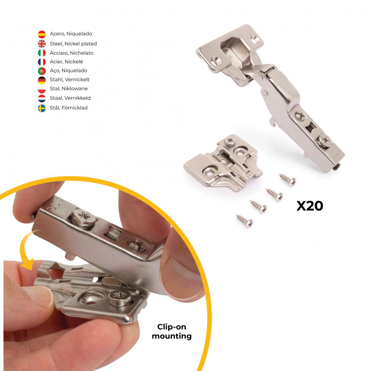 Kit de bisagra codo X92 con cierre suave y suplemento