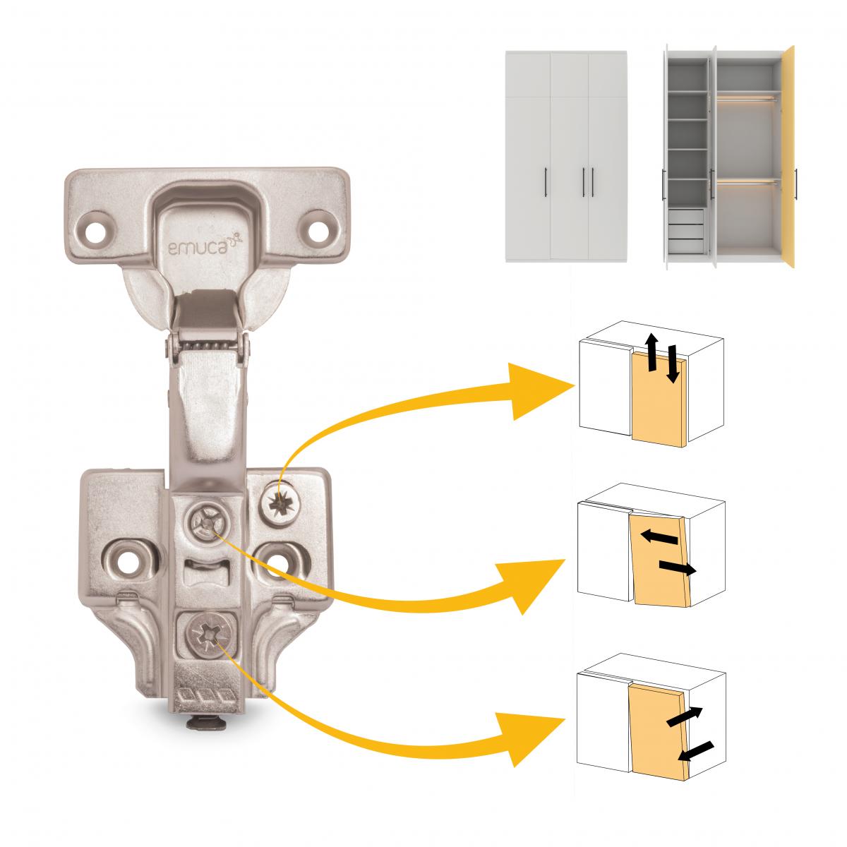 Kit de bisagra codo X92 con cierre suave y suplemento