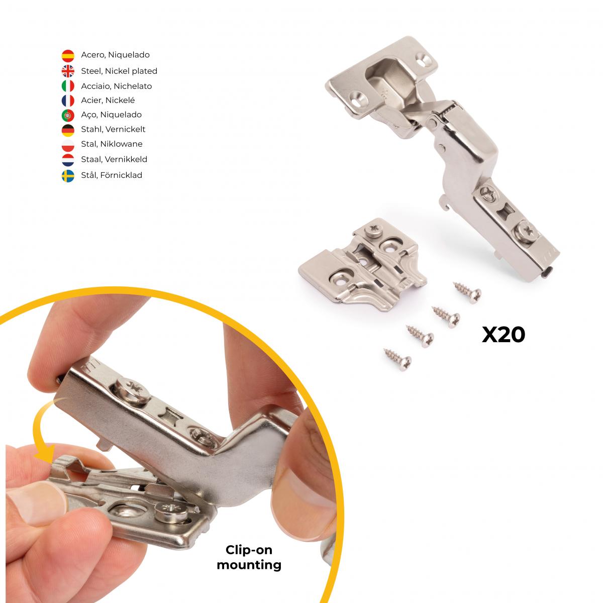 Kit de bisagra supercodo X92 con cierre suave y suplemento