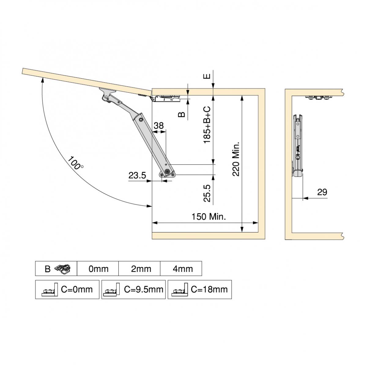 Compás para puertas elevables Altius One