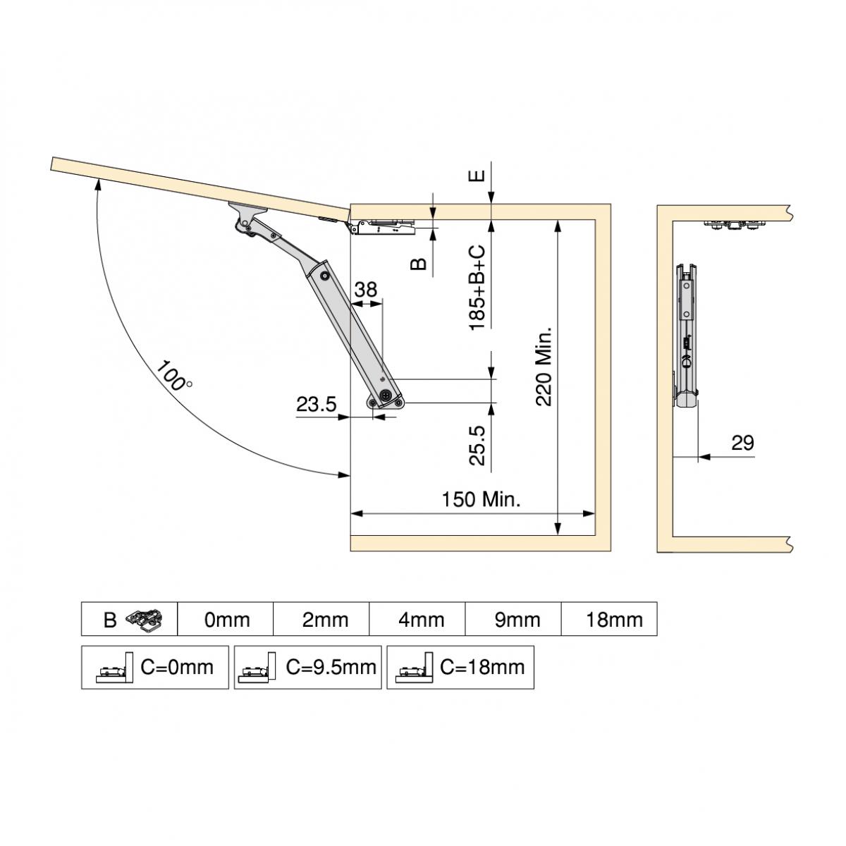 Compás para puertas elevables Altius One