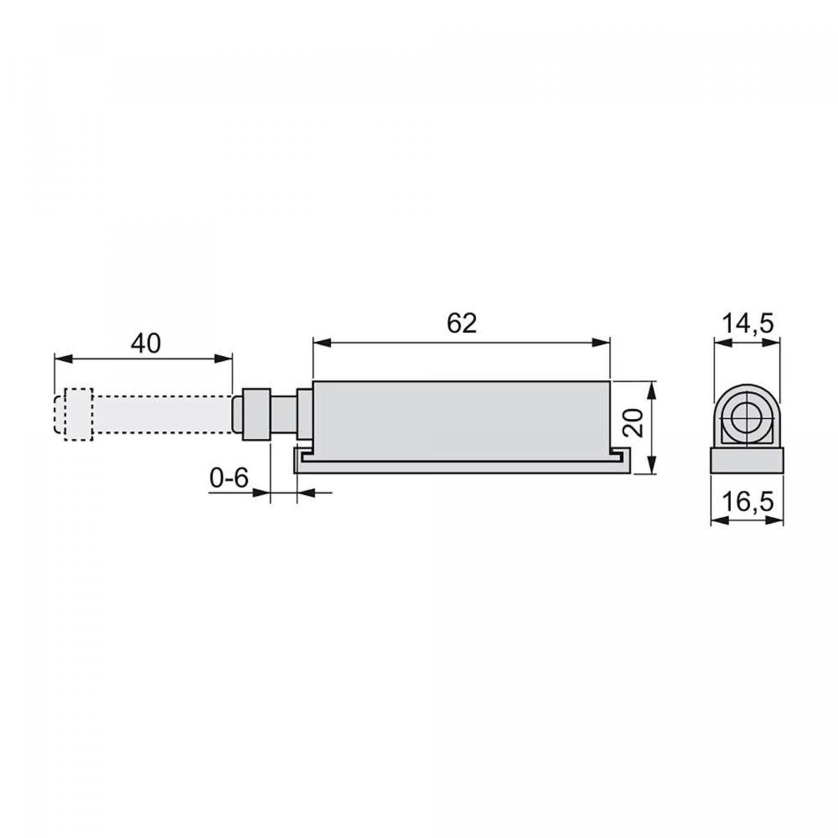 Cierre Push Latch de puerta para atornillar en el mueble, 62 mm