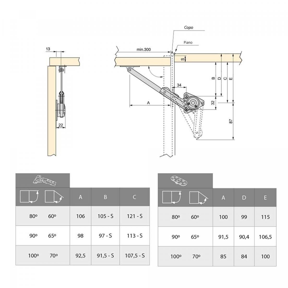 Juego de compases para puertas elevables NSDX