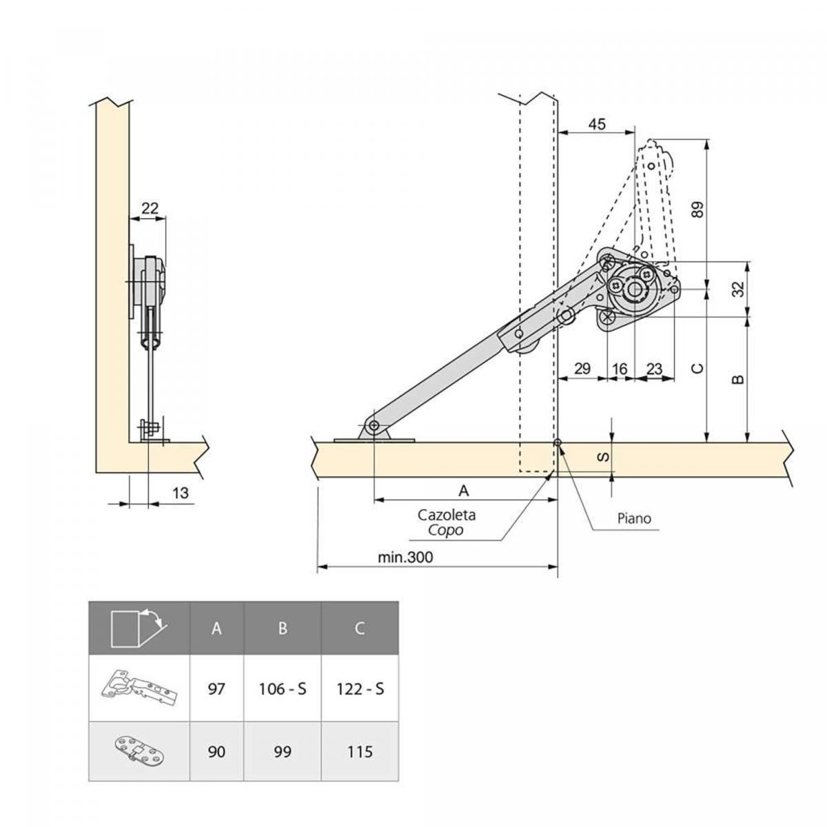 Juego de compases para puertas abatibles NSDX