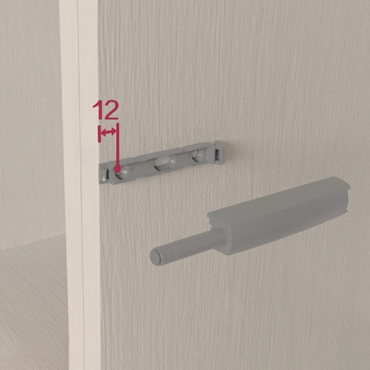 Cierre Push Lite de puerta para atornillar en el mueble con regulación, 80 mm
