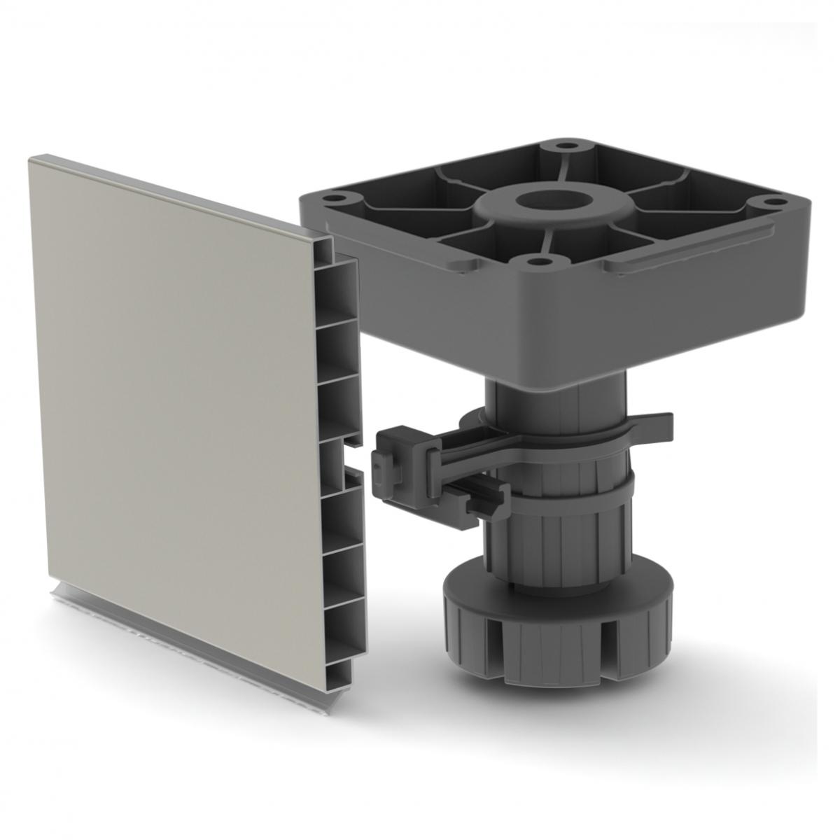 Kit de pie nivelador bone con base cuadrada para mueble con pinza para zócalos