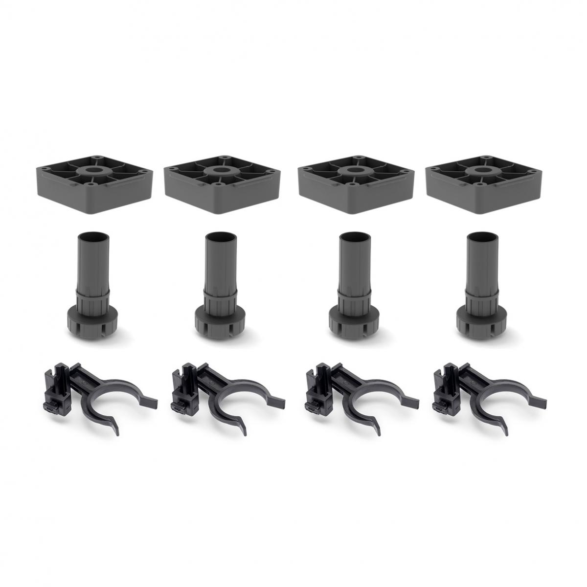 Kit de pie nivelador bone con base cuadrada para mueble con pinza para zócalos