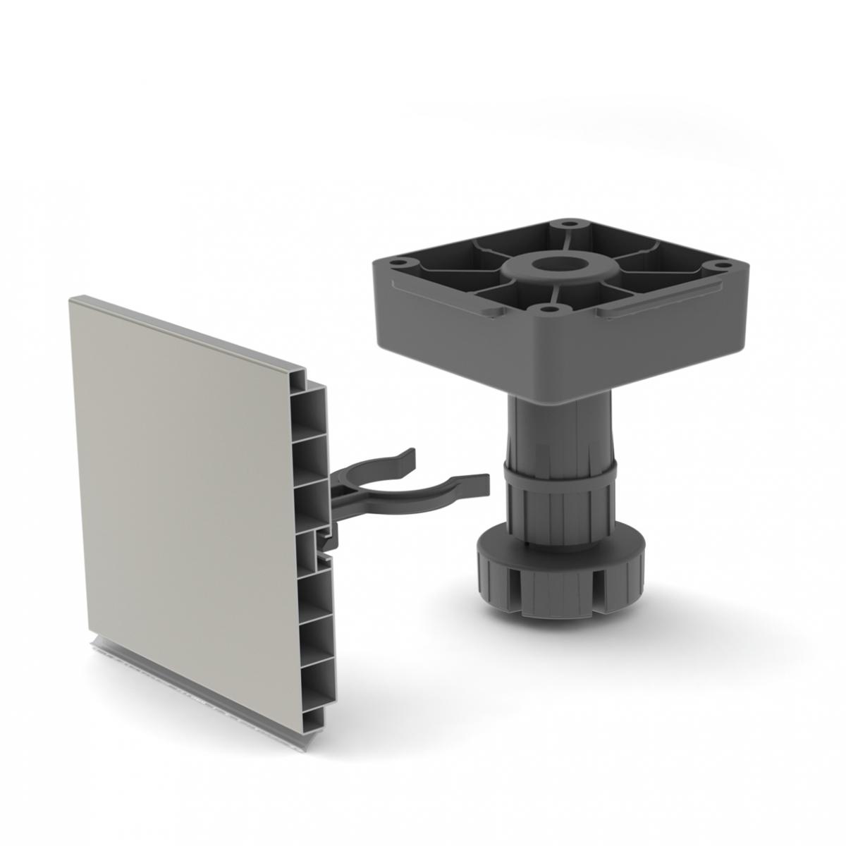 Kit de pie nivelador bone con base cuadrada para mueble con pinza para zócalos
