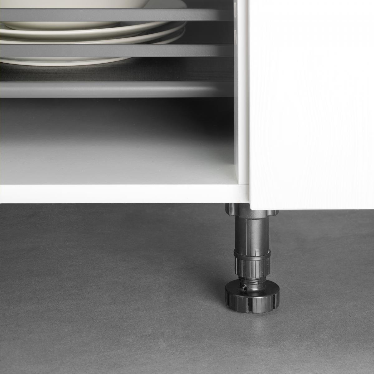 Kit de pies niveladores Bone para mueble con pinza para zócalos