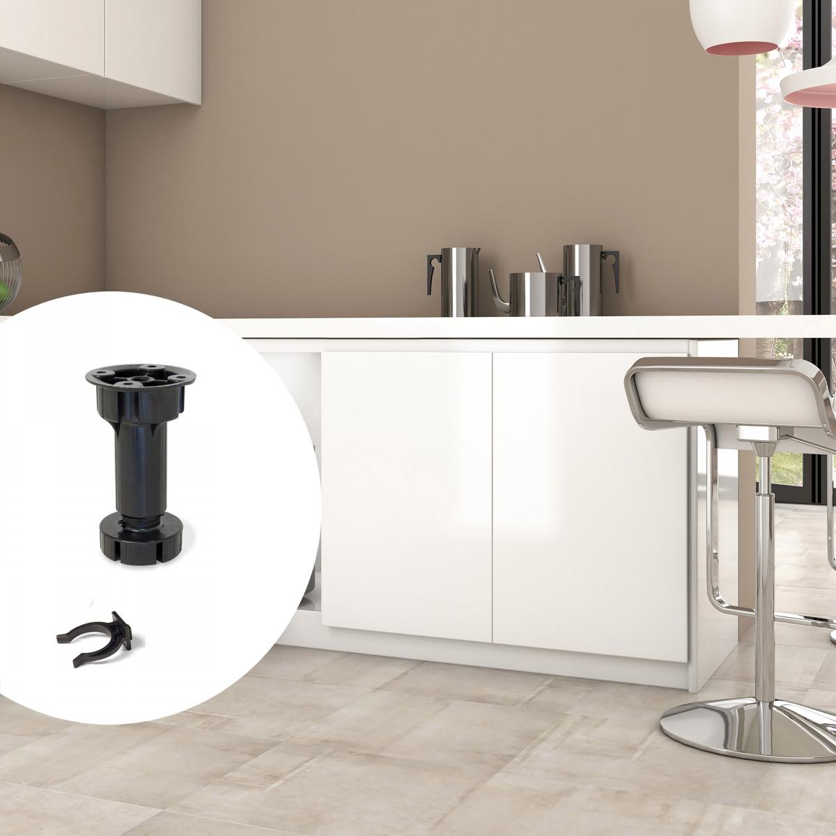 Kit de pies niveladores Bone para mueble con pinza para zócalos